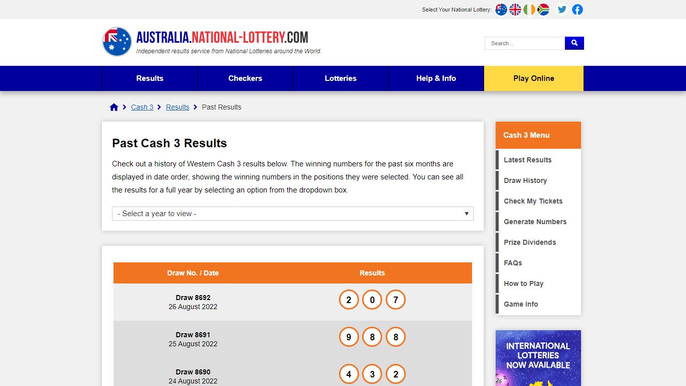 Past Cash 3 Results - Historical Draws - Australia National Lottery