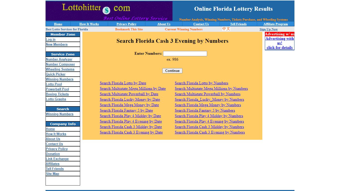 Florida Cash 3 Winning Number History - lottohitter.com
